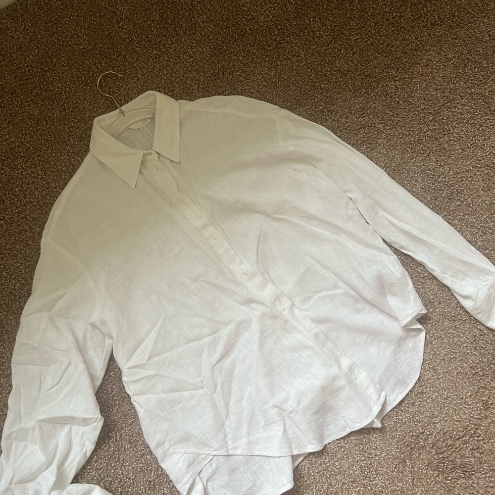 Zara flowy linen blend button up